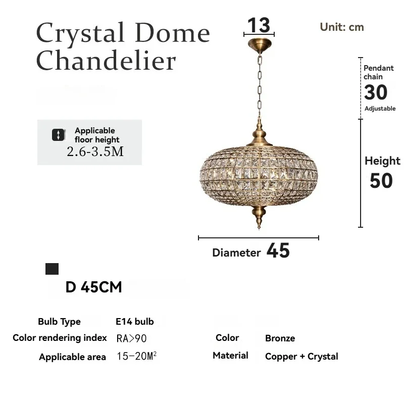 Amerikaanse ovale kristallen kroonluchter Vintage koperen licht voor woonkamer slaapkamer villa eetkamer woondecoratie hanglamp