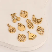 Breloques fraise/cerise/ananas/pastèque, pendentifs Fruits en acier inoxydable, Bracelets à faire soi-même, fabrication de colliers, fabrication de bijoux, 5 pièces 6
