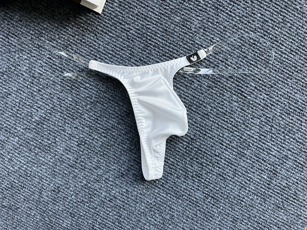 Transparent belt mens sexy low-rise nylon thongs underwear penis pouch mini g-strings gay men e