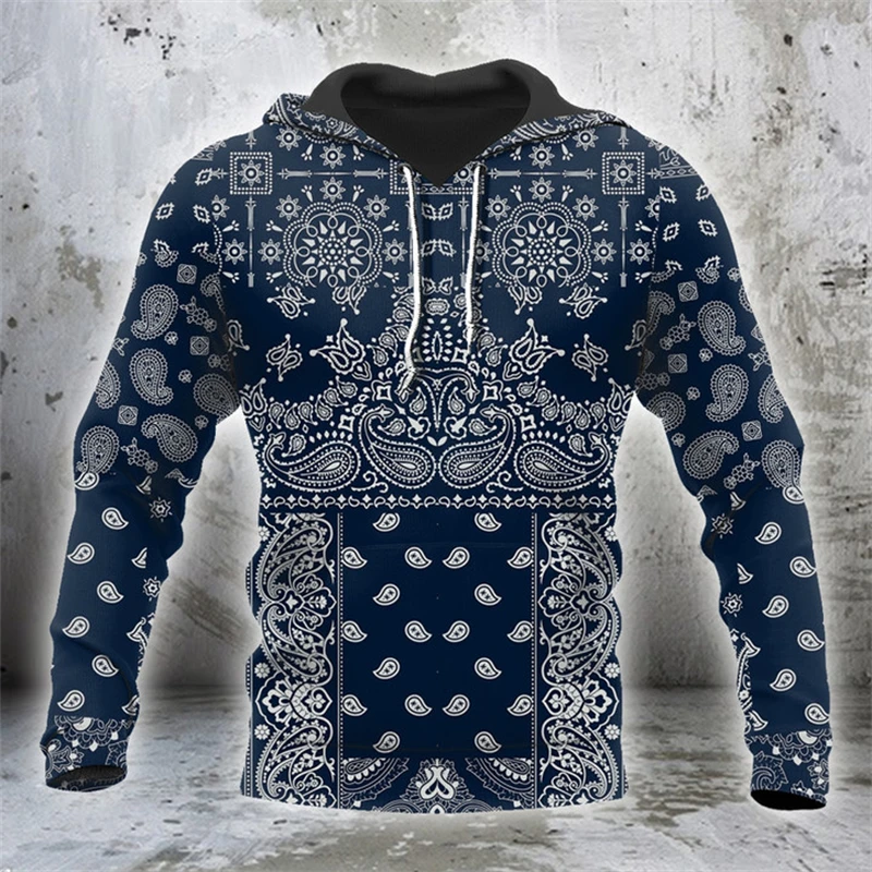 Nieuwe Heren Hoodie Bandana Streep 3d Print Mode Street Lange Mouw Capuchon Casual Jack Pullovers Outdoor Tops