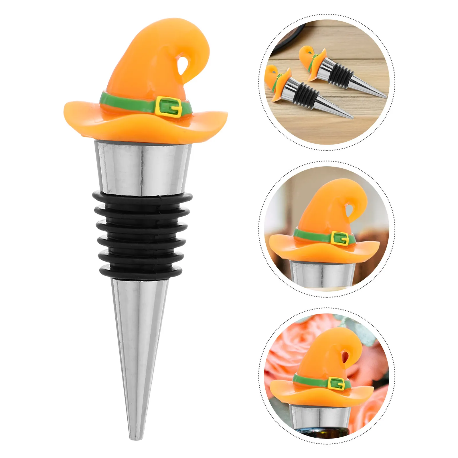 2Pcs Witch Hat Wine Stoppers Reusable Leakproof Bottle Sealers for Halloween Party Wine Saver Accessories Hat Bottle Stopper