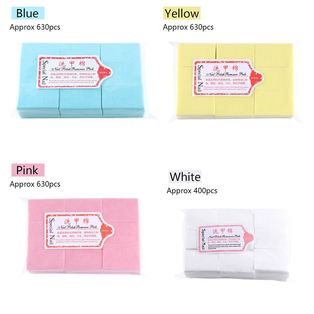 

Approx 630 Pieces (White 400pcs) Hard Material Cotton Wipes Nail Polish Remover Pads Nail Cleaner Nail Polish Remover Y32