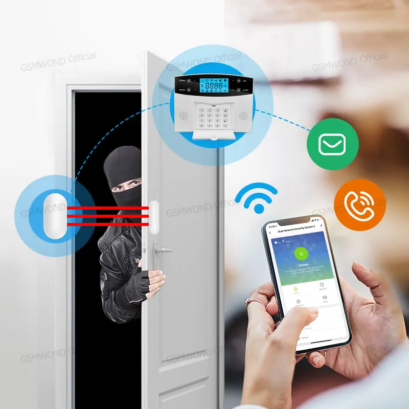 GSM WiFi sistema di allarme di protezione di sicurezza Tuya Smart Home antifurto 433MHz rilevatore Wireless/cablato sirena incorporata