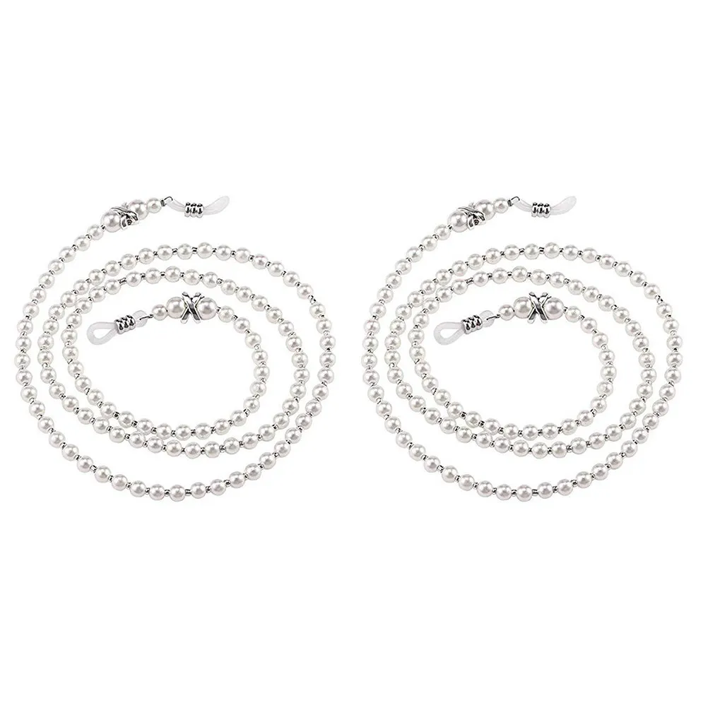 2Pcs Elegant Pearl Beaded Glasses Chain Eyeglass Safety Strap for Neck Or Arm Wear Eyewear Holder Sunglasses Retainer Lanyard