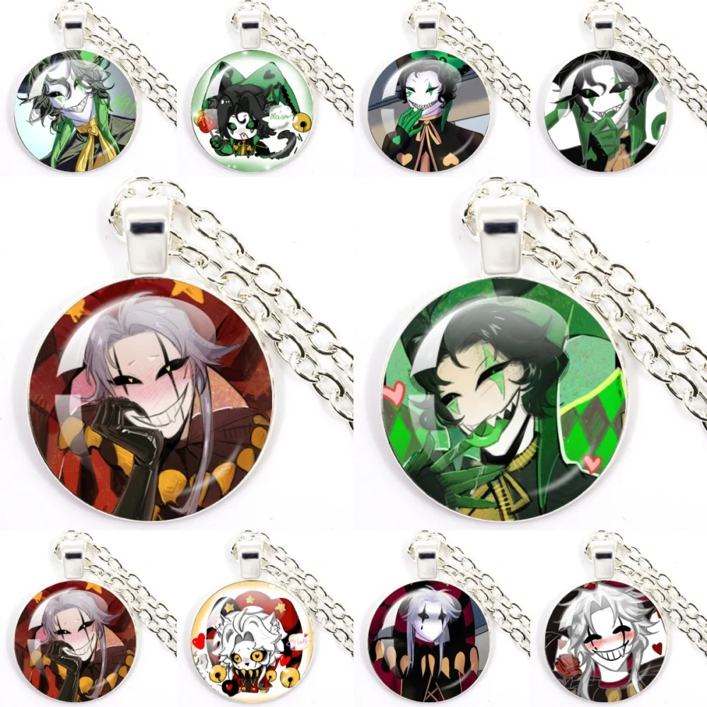 GameF-Freak Circus Pierrot Harlequin Funny Meme 25MM Round Glass Cabochon Handmade Pendant Necklace Anime Fans Jewelry Gift