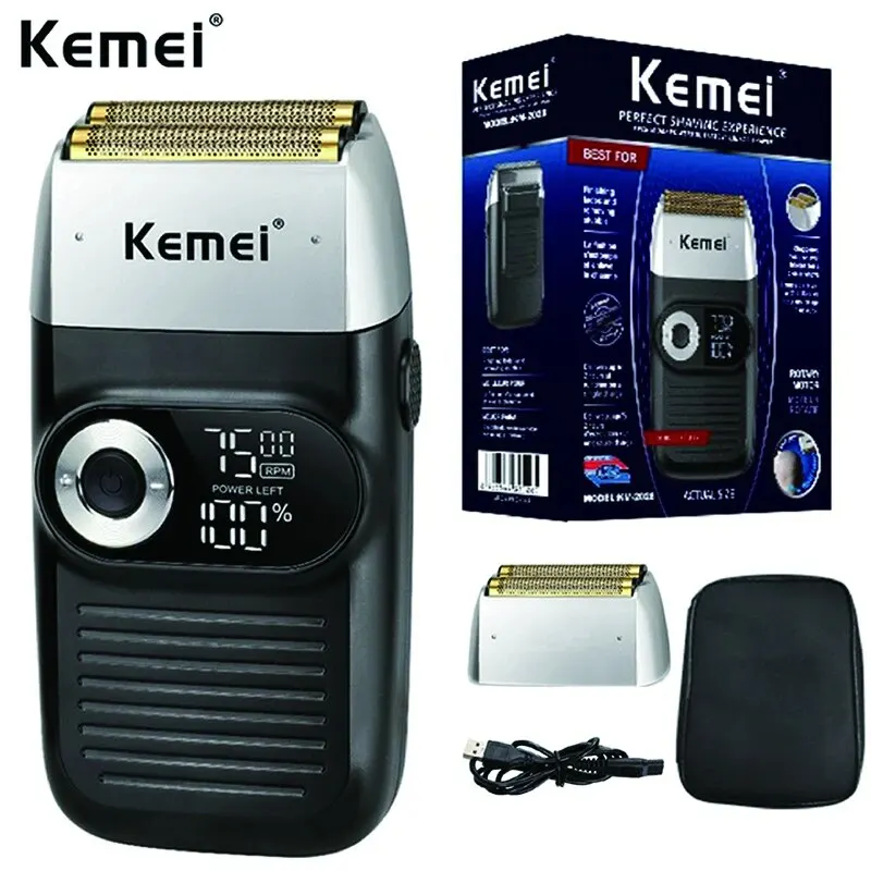 KEMEI Razor Barber Bald Head Shaver Waterproof USB Rechargeable Cordless Shaving Lithium Titanium Beard Trimmer For Men