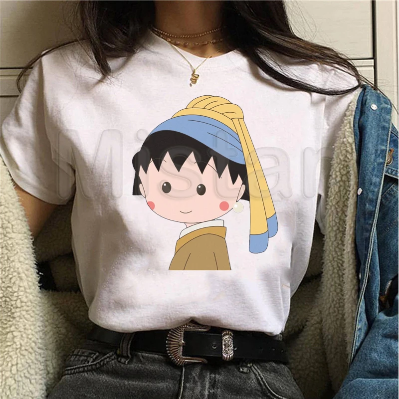 Kawaii Chibi Maruko T Shirt Women Casual Short Sleeve Printed Cute Cartoon Tumblr Anime T-Shirt Funny Harajuku Tops Tshirt