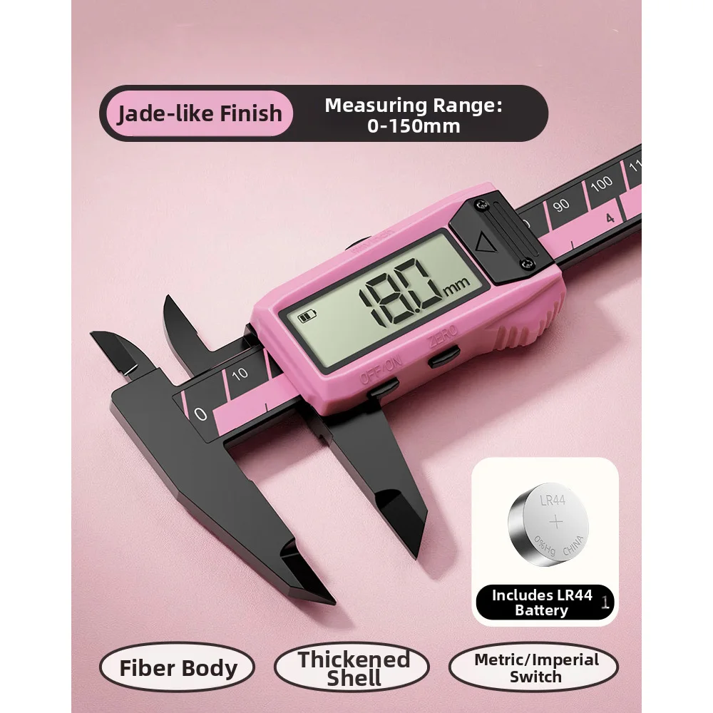 Vernier Caliper 150mm 6 Inch Plastic Body Sliding Gauge with Large LCD Screen and Auto Shut Off for Practical Use