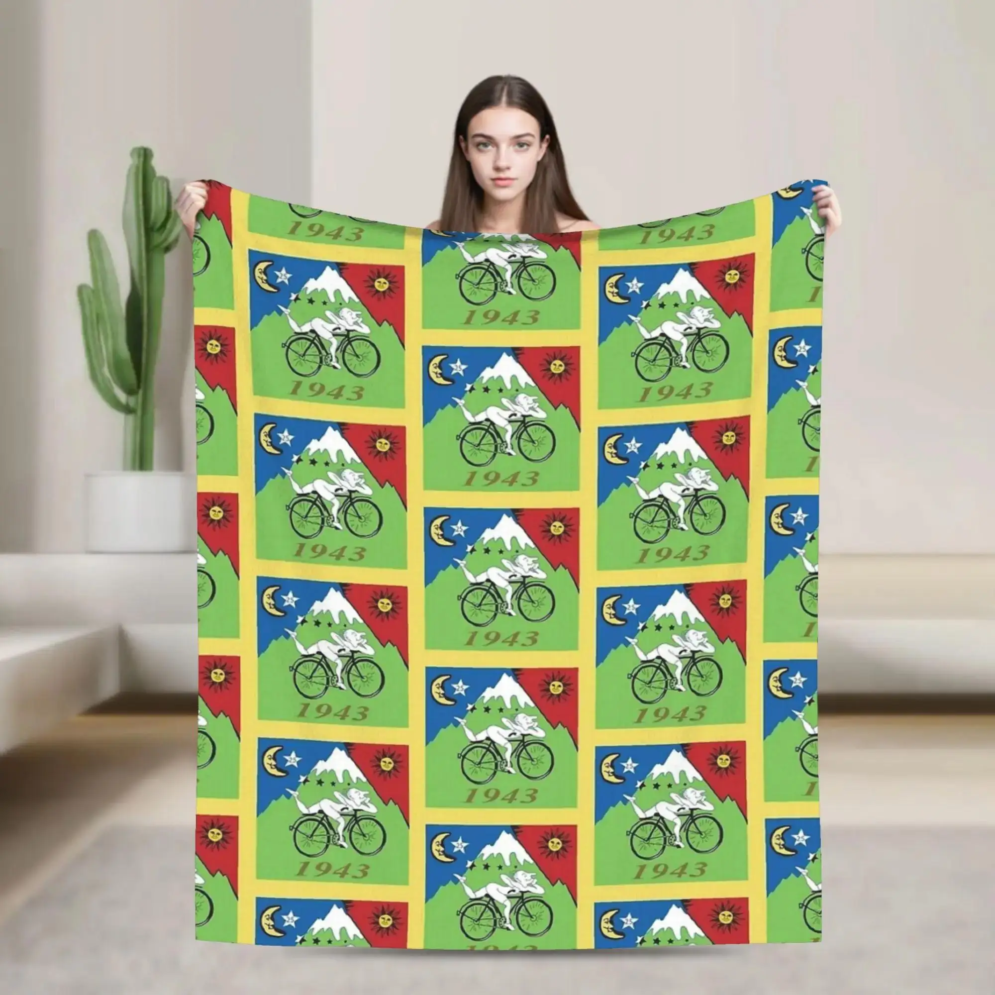 

Плед-покрывало Discovery of LSD Albert Hofmann Bicycle Day, мягкое, качественное, для осени, для использования в помещении и на улице, унисекс, модное покрывало на кровать