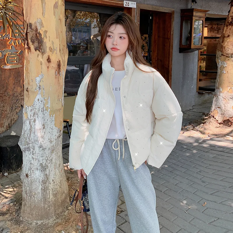 Down Jacket for Women Winter 2024 Korean Style Loose Cotton Jacket, Modern Style Thickened Short Style Starry Perm Coat