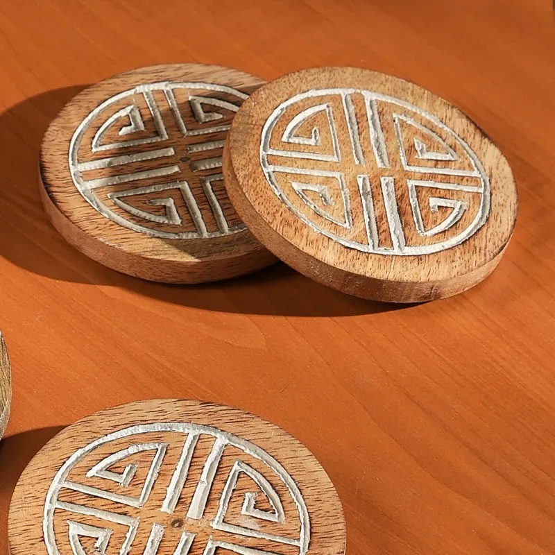 

Blend style Built Coasters Crafted Home Modern Protecting Quality Sleek Style Wooden Coasters for Home and Office Use-4 Pcs