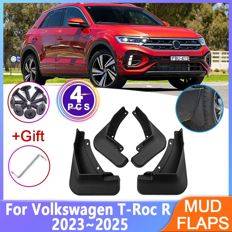 4pcs Front Rear Mudguards For Volkswagen VW T-Roc R 2023 2024 2025 Mud Wheel Protect Fender New Upgrade Mudflap Auto Accessories