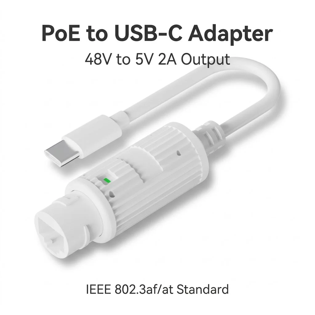 POE Splitter,IEEE802.3af/at 48V To DC5V 2A Type‑C POE Converter,IP65 Waterproof For WIFI Camera Phone Tablet Power Supply