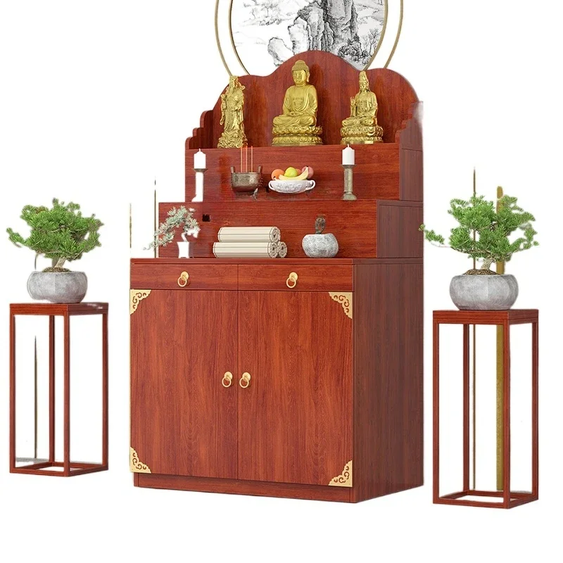 YY Economical Altar Three-Layer Heightened Buddha Stand Parishes Tribute Table Taoist Temple Buddha Niche