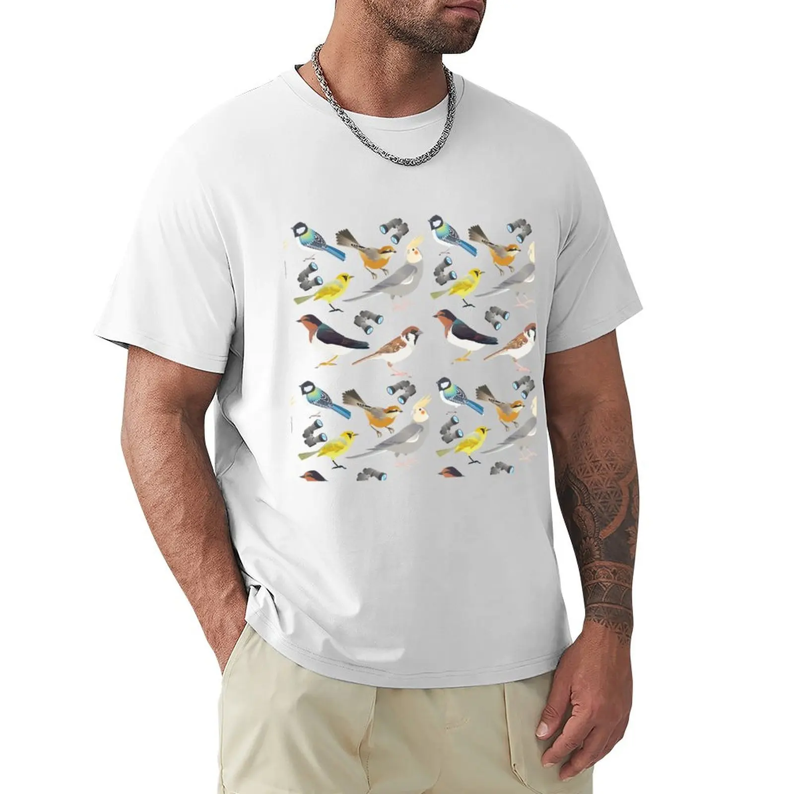 Bird watching pattern T-Shirt new edition customs design your own Aesthetic clothing mens t shirt