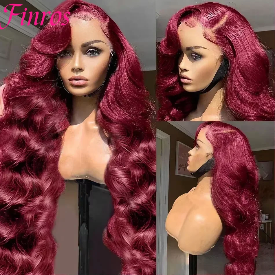 Body Wave Wig Burgundy 99J Lace Front Wig 13x4 13x6 Hd Lace Frontal Wig Human Hair 100% Pre Plucked Red Colored Wig For Women