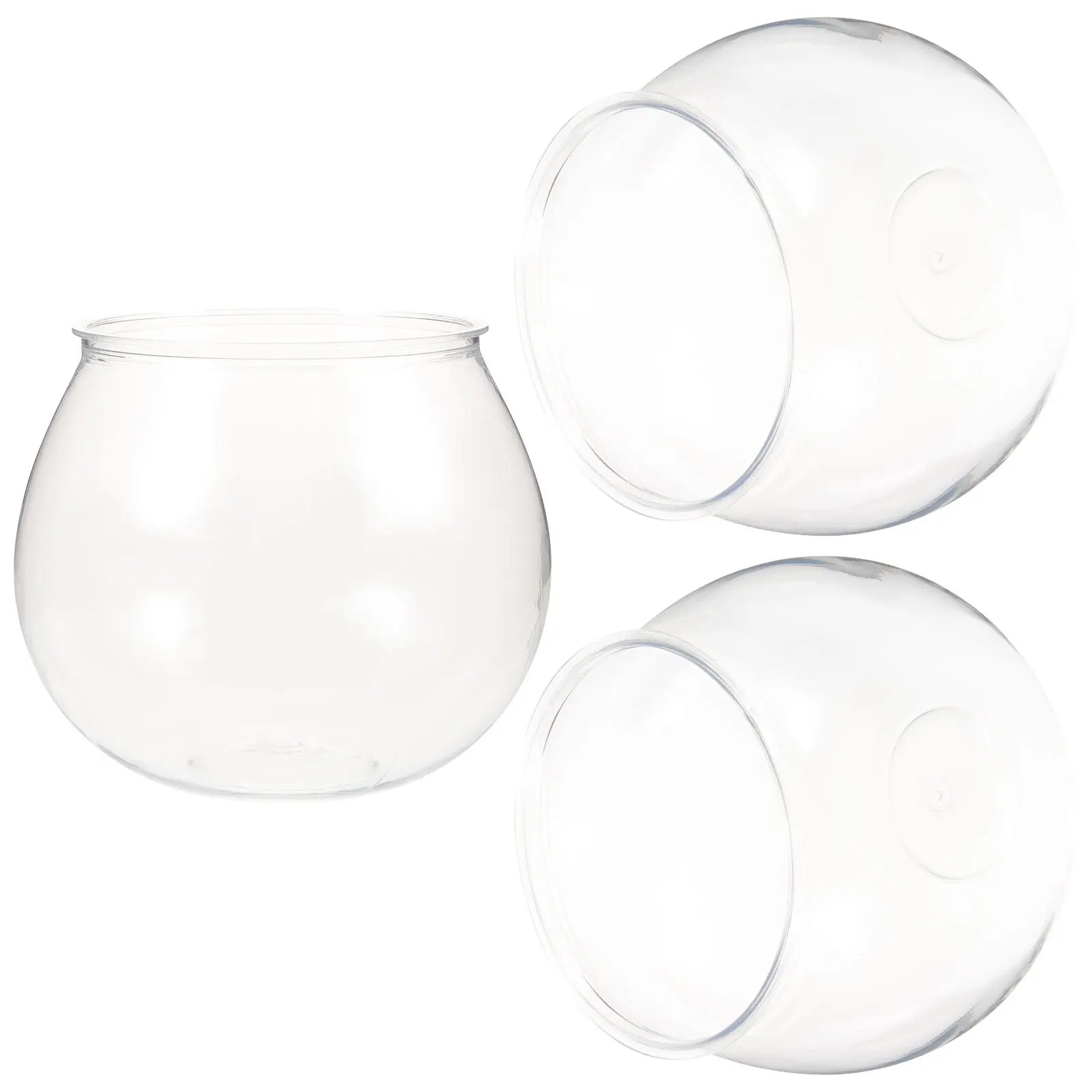 

3pcs Small Fish Tank Desktop Round Bowl Office Decor Aquarium Kit Plastic Bowls Globe Fish Bowl Pet Travel Durability Home
