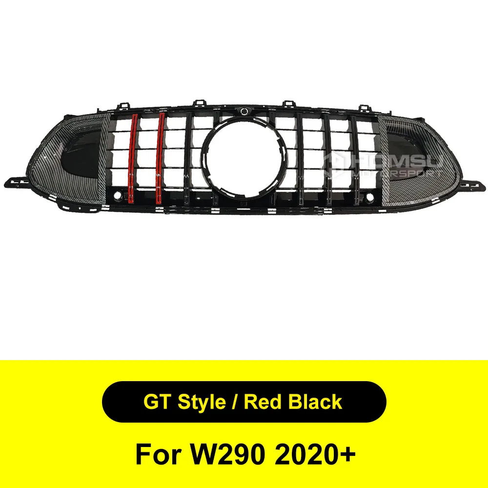 Car Front Bumper Racing Styling Mesh For am g gt Class W290 GT Grille Red Color Carbon Fiber cover W290 Grille 2020+ Sedan Coupe