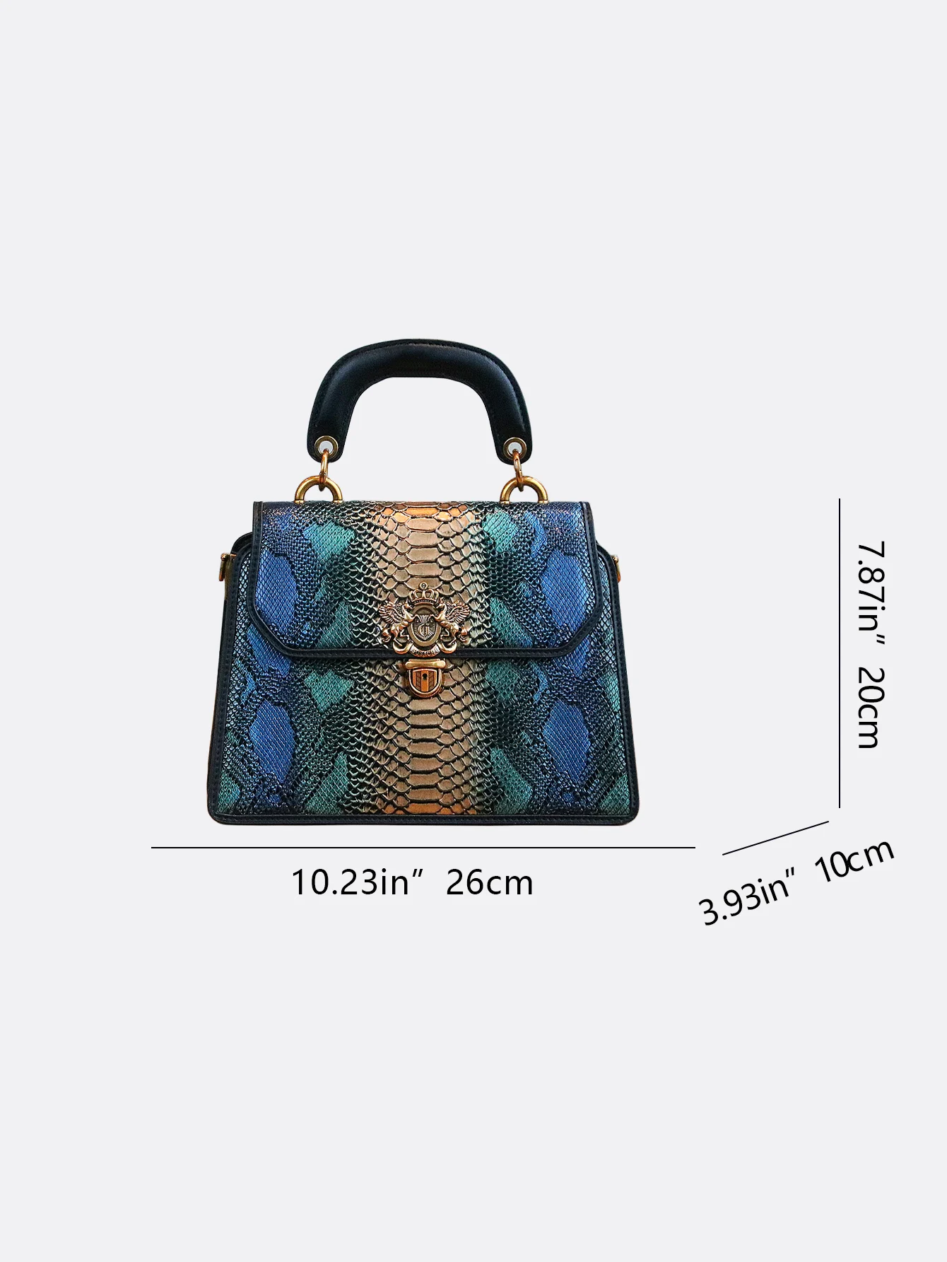 High-end customized 2024 new retro women\'s bag, fashion trend heavy industry luxury blue gold snake pattern lock handbag mature