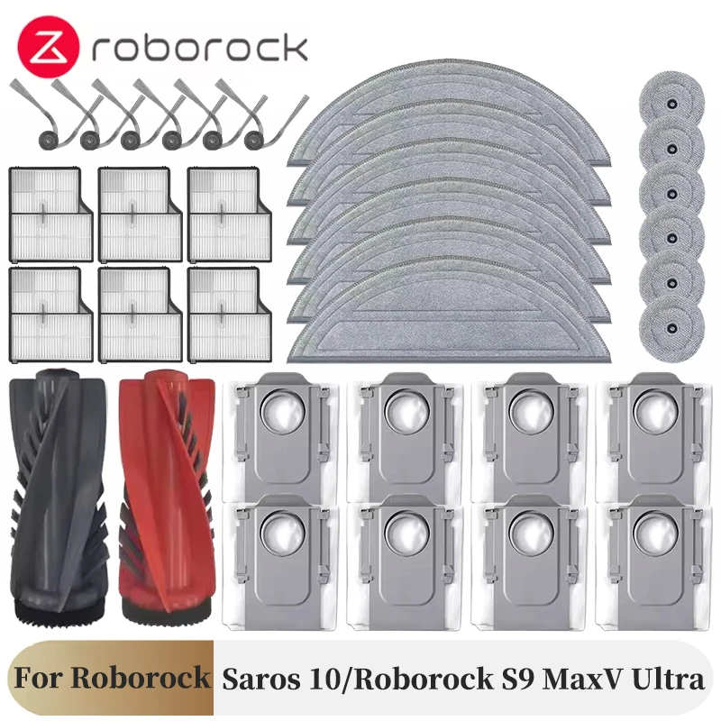 Para Roborock Saros 10/Roborock S9 MaxV Ultra Robot repuestos de aspiradora cepillos laterales principales paños de fregona filtros HEPA bolsas de polvo