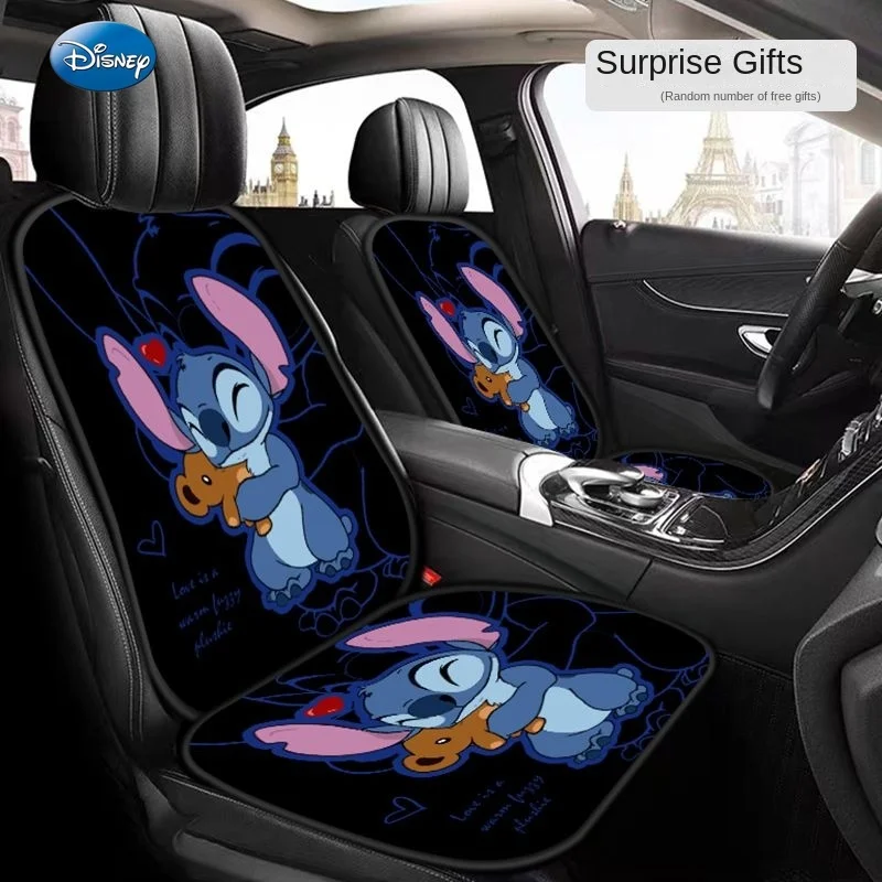 Disney Stitch Car Seat Cushion Four Seasons Universal High-end Full Set Car Cartoon Anti-Slip Breathable