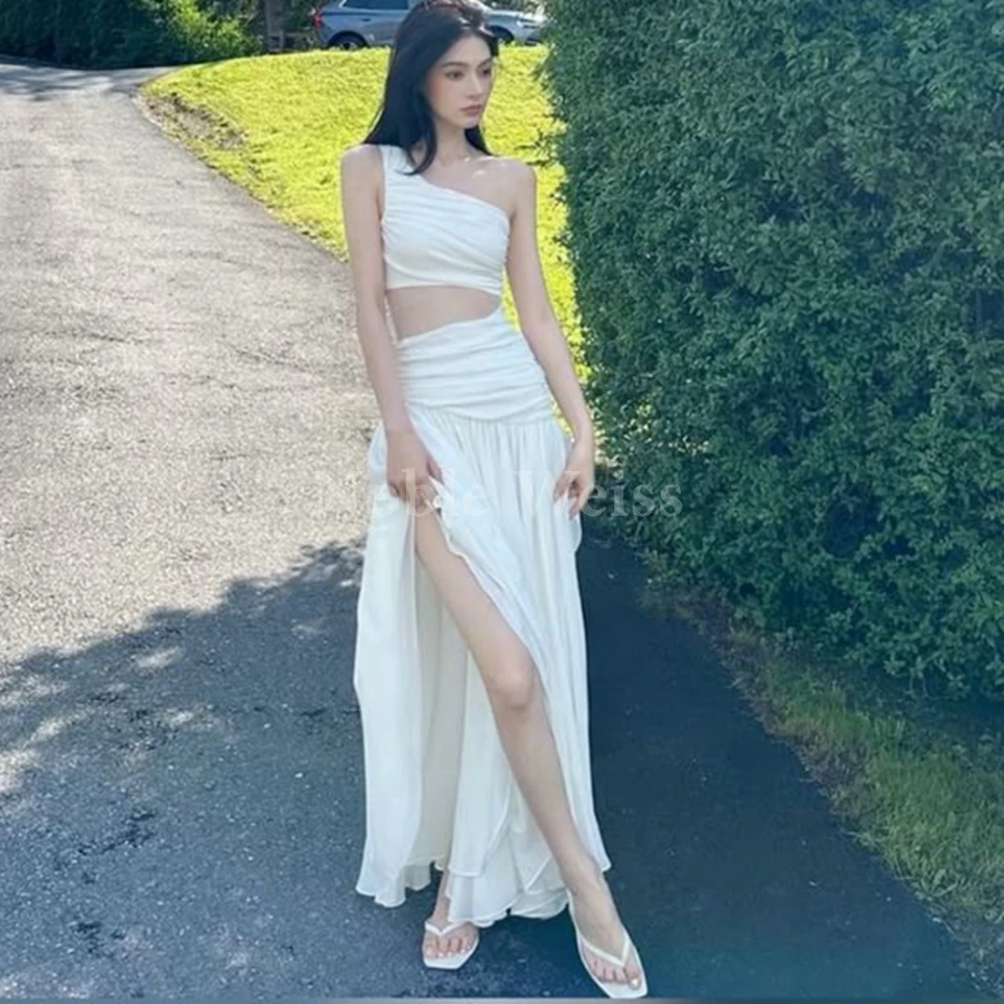 

Элегантное шифоновое вечернее платье на одно плечо, вечернее платье для выпускного вечера для женщин на заказ