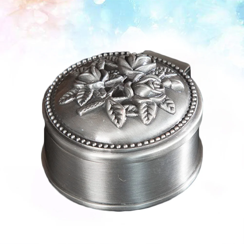 

Mini Vintage Trinket Box Alloy Jewelry Storage Container Elegant Flower Pattern Organizer Holder for Rings Necklace Earrings