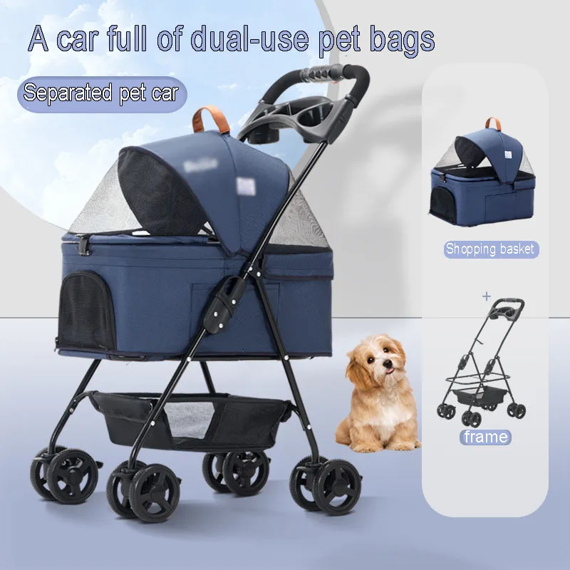 Small Medium Sized Dog Cart Light Foldable Transportation Walking The Cat Dog Car Seat Dual Purpose Garden Cart Pet Accessories