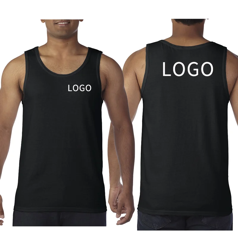 2023 Custom Print Logo Cotton Sleeveless Shirts Tank Top Men Fitness Shirt Mens Singlet Bodybuilding Muscle Vest