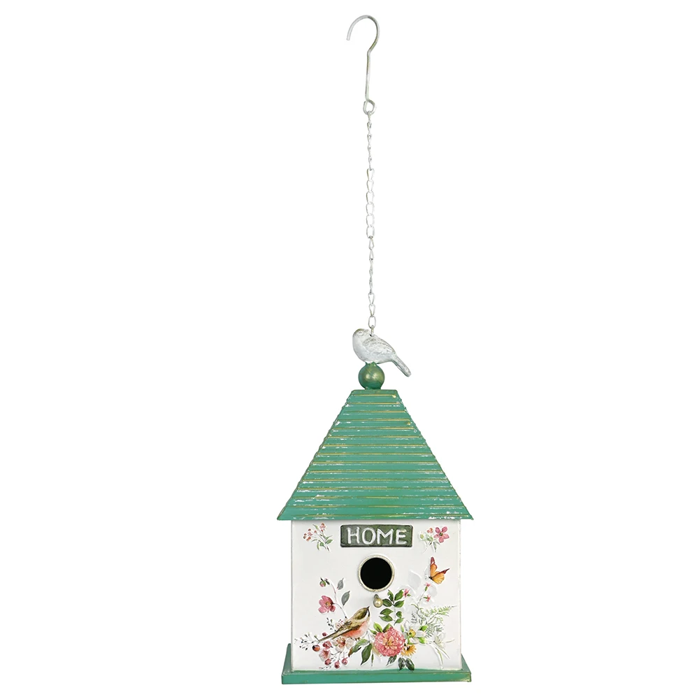 Outdoor Garden Decoration Suitable For Eaves And Walls Farmhouse Wall Mounted Small House Metal Material Bird House