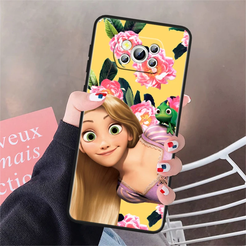 Princess Rapunzel Disney For Xiaomi Poco X5 X3 Pro X4 F4 F3 GT M5 M5s M4 M3 C55 C50 C40 5G Black Soft Phone Case