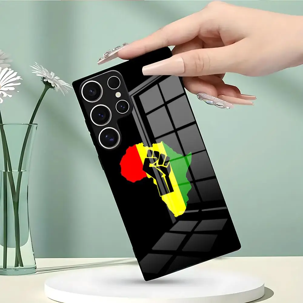 UNIA Pan-Afrikanische Schwarze Befreiungs-Handyhülle für Samsung S26 S25 Edge Ultra 24 23 22 21 Ultra Plus Fe A55 56 15 4G 5G Glas-Cover
