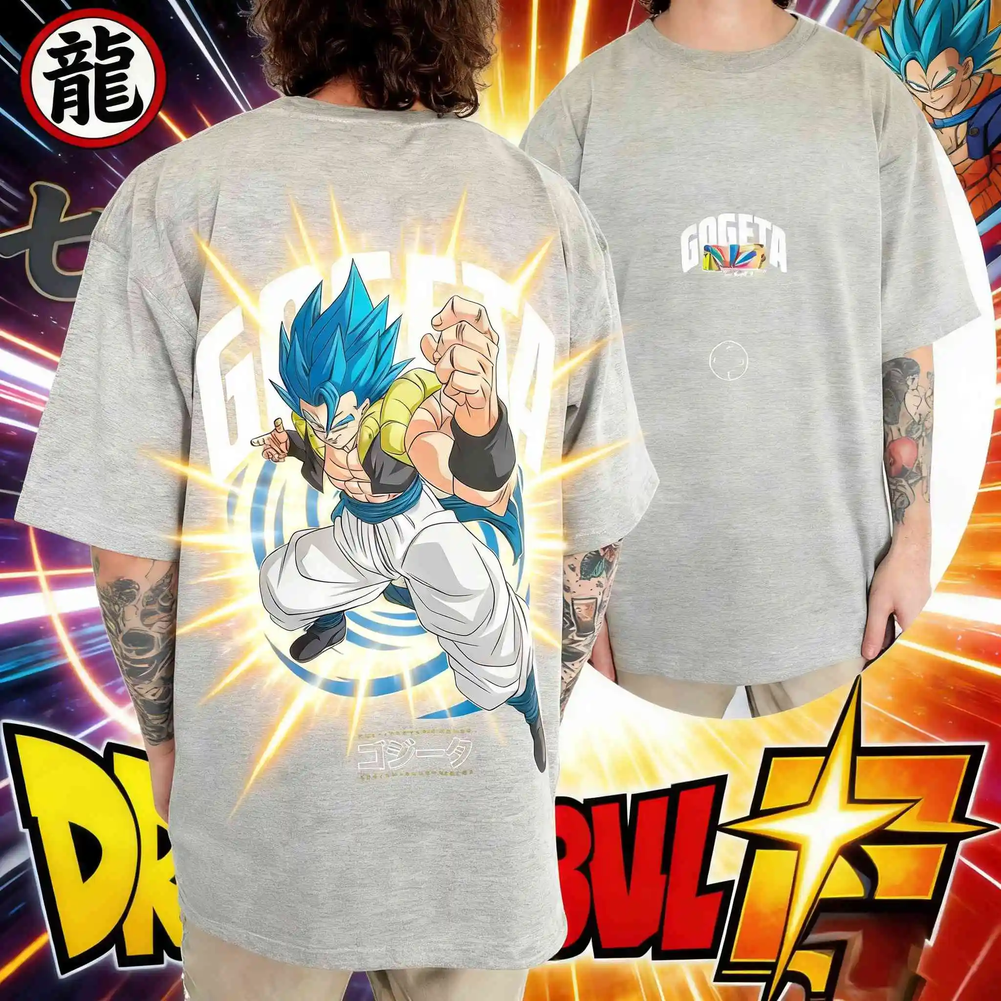 2026 Sommer Dragon Ball Retro Anime Gogeta Herren Baumwoll-T-Shirt Lässiges Lockeres Sport-Alltags-T-Shirt mit Grafik