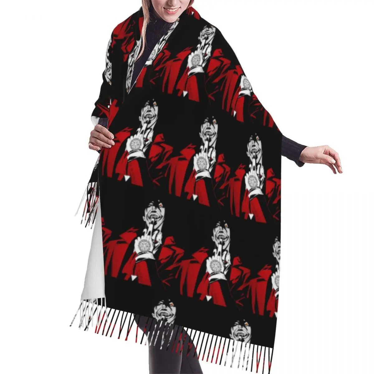 

Alucard Hellsing манга шарф шарфы с кисточками женские мягкие теплые шали и накидки большая осенне-зимняя шаль