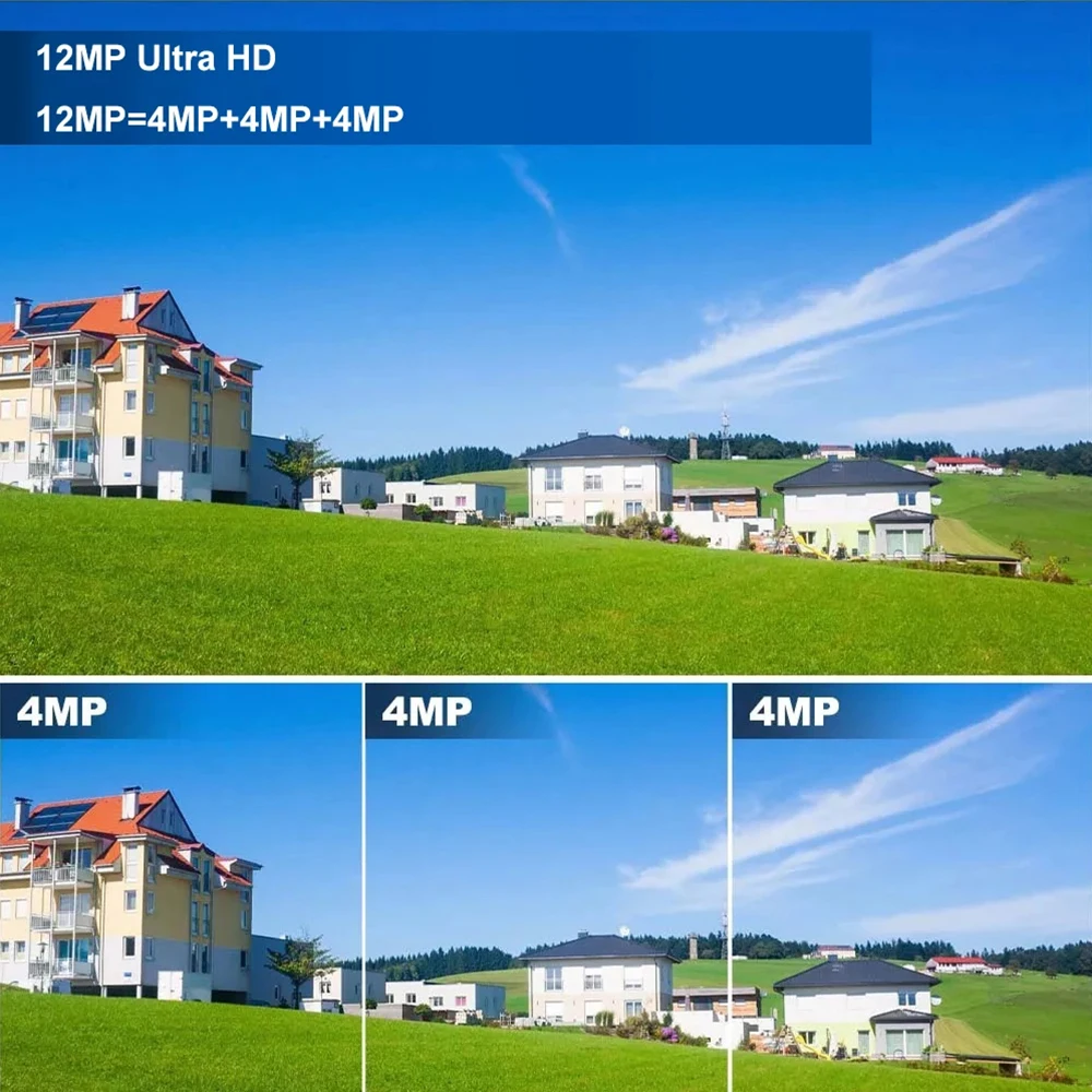 V380 Pro 12MP พลังงานแสงอาทิตย์ 4G/WIFI กล้อง IP กล้องวงจรปิดสองเลนส์สามหน้าจอการติดตามอัตโนมัติกลางแจ้ง 6K การเฝ้าระวังความปลอดภัยกล้อง PTZ
