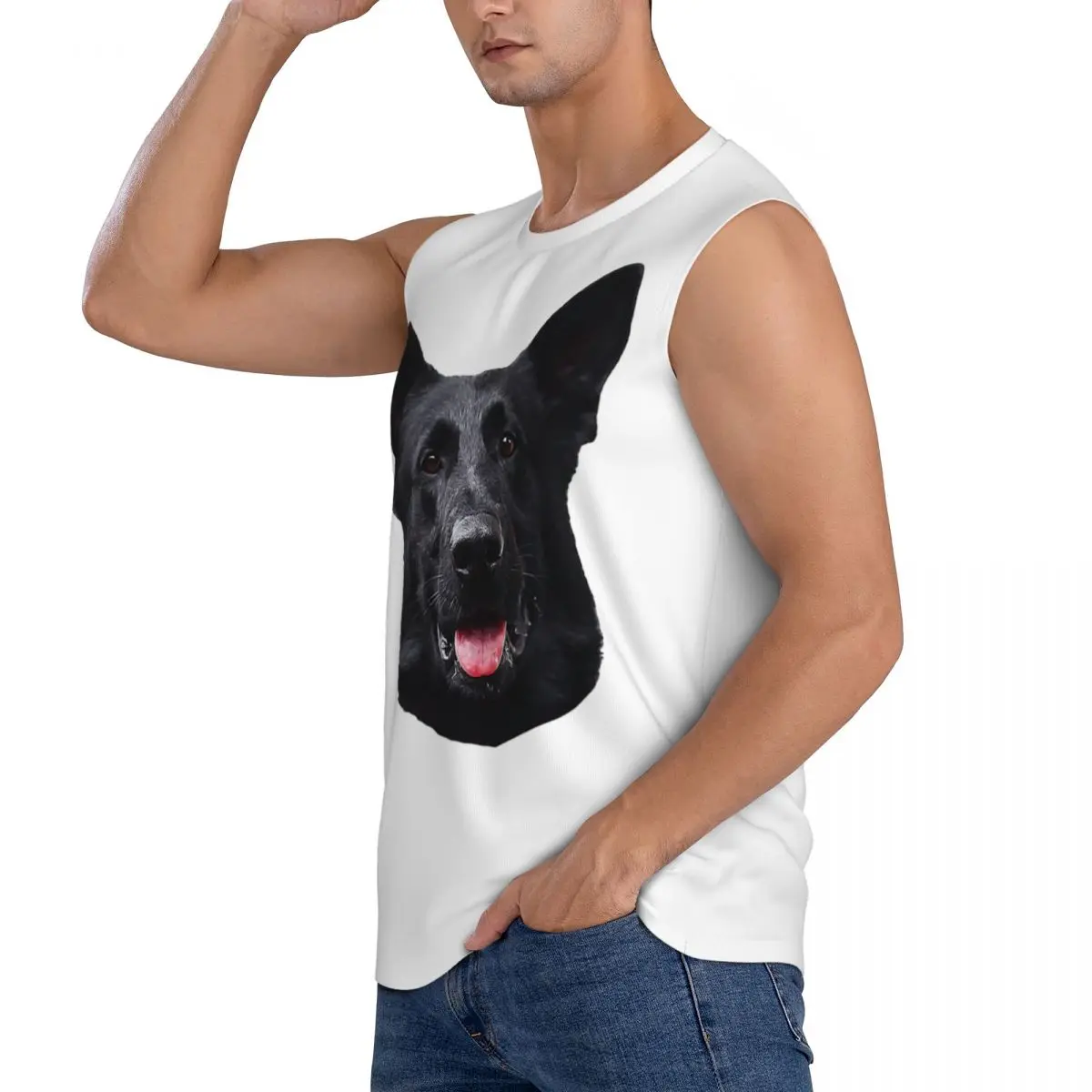 Black German Shepherd Dog - Stunning Men Sleeveless Tank Tops Quick Dry Breathable Gym Fitness Running Summer Casual Sport Vest