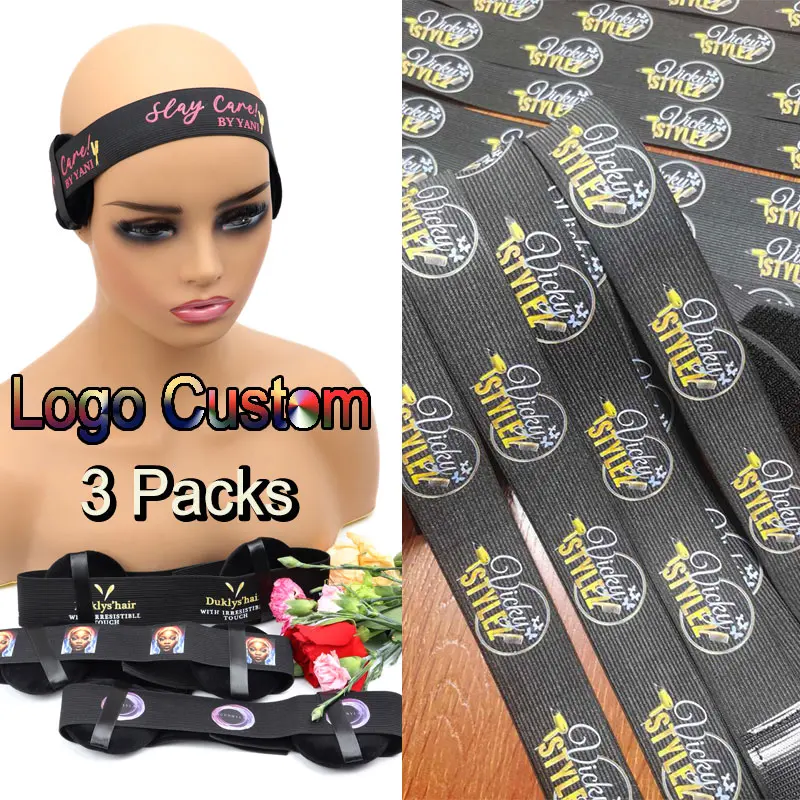 Peruca elástica instalar banda, durável laço derretido banda, logotipo privado, laço derretendo Headband, bordas perucas cabelo, 3Packs