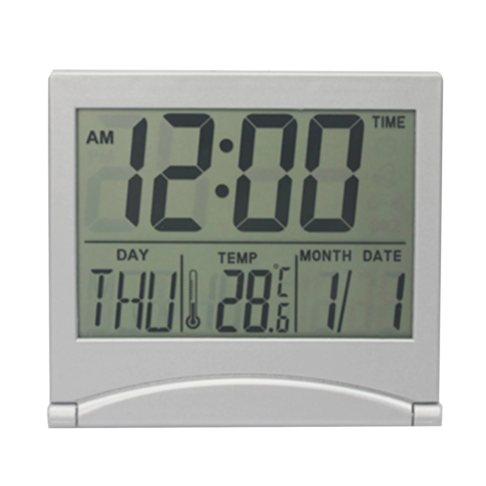 Foldable Digital Alarm Clock LCD Electronic Travel Mini Clock With Temperature Calendar Display Desk Clock For Bedroom