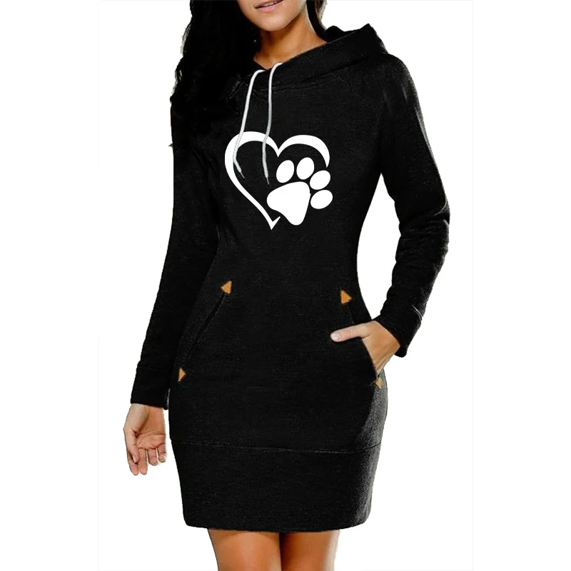 Women Casual Long Hooded Pullovers Loose Fleece Long Oversized Hoodie Dress