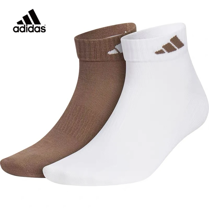 Adidas Unisex Ankle Sports Socks Ribbed Cuff Breathable Sweat Wicking Gym Running Daily Short Socks 2 Pairs JP1245