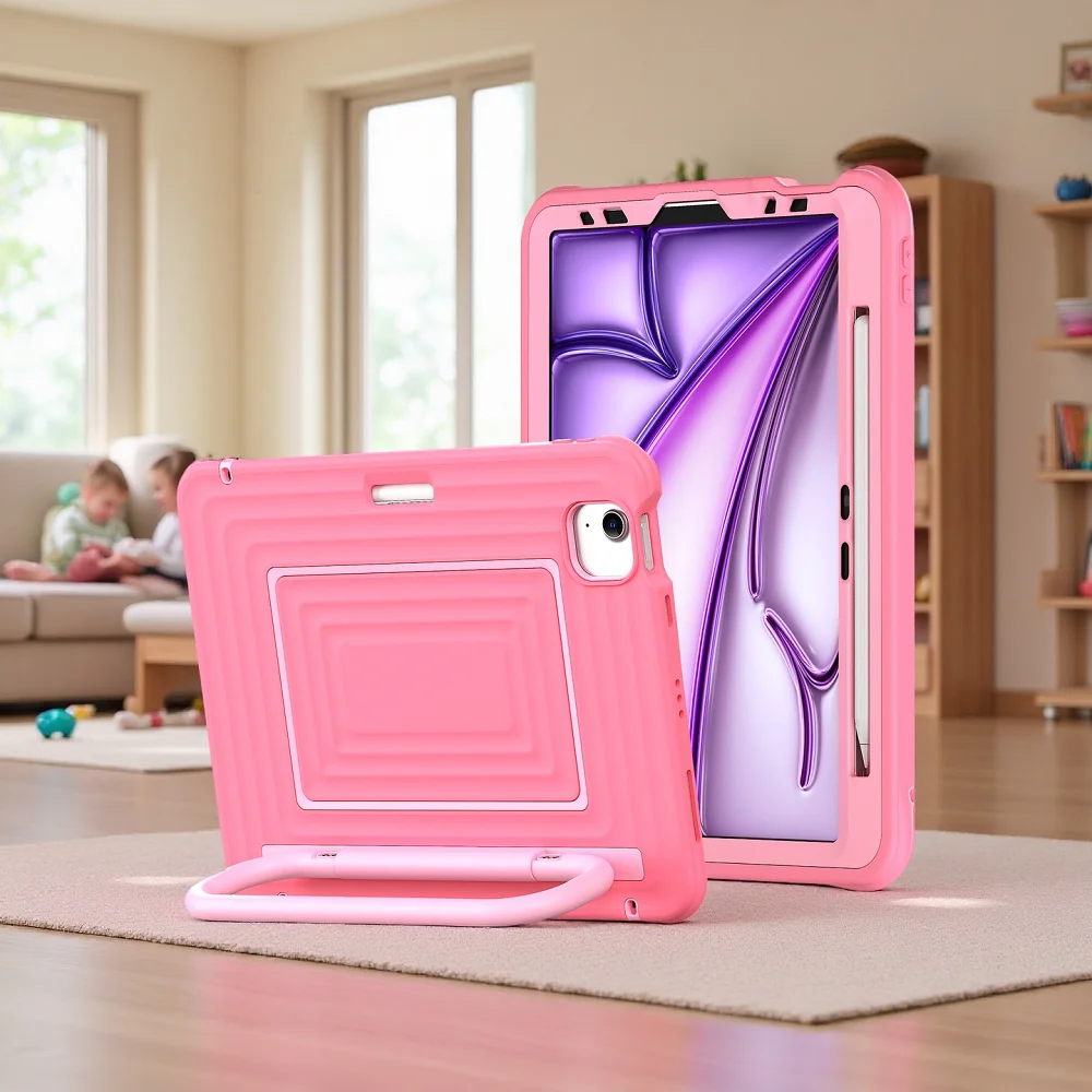 

Чехол для детского планшета для iPad Pro/Air 11 дюймов и iPad Air 10.9 дюймов 4-го/5-го поколения — ударопрочный защитный чехол с подставкой и держателем для стилуса
