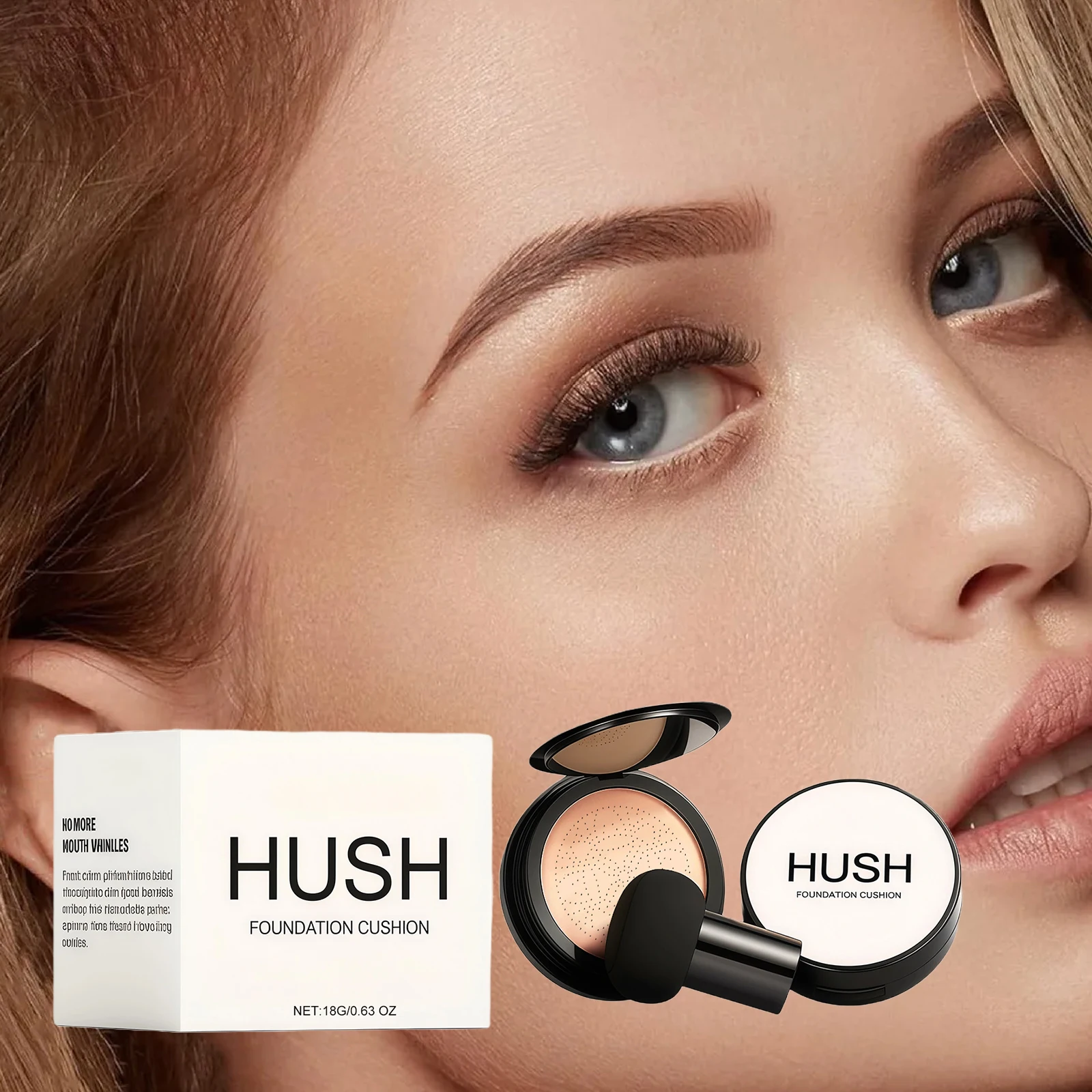 Air Cushion Face Powder Brighten Smooth Finish Natural Color Oil-Control Long-Lasting Makeup Waterproof Moisturizing Concealer