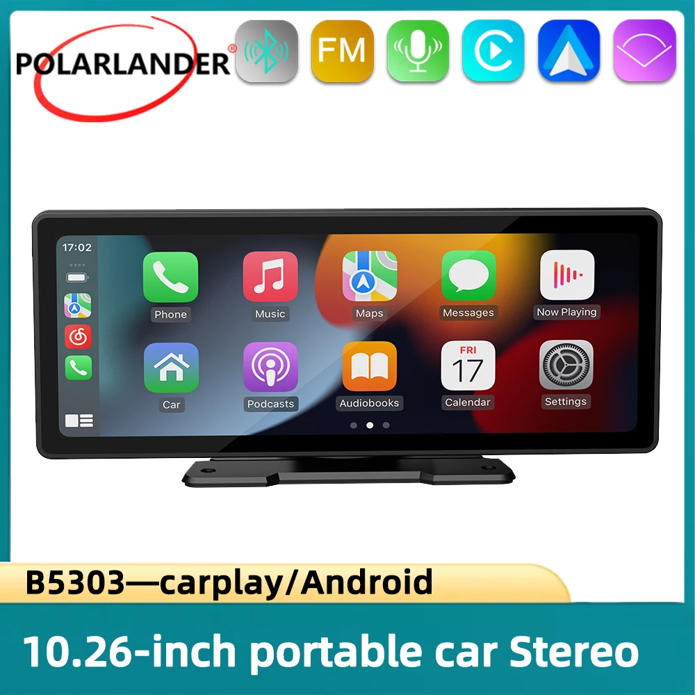 For Apple Or Android Wireless Carplay Screen Universal 10.26”Screen Car Radio Multimedia WIFI Video Player