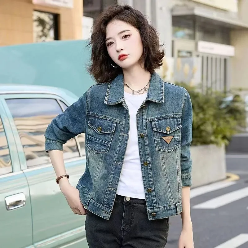 

Fashion Cowboy Coat Women 2026 New Spring Autumn Little Cowboy Jacket Female Short Retro Loose Jeans Outwear Joker Overwear Tops