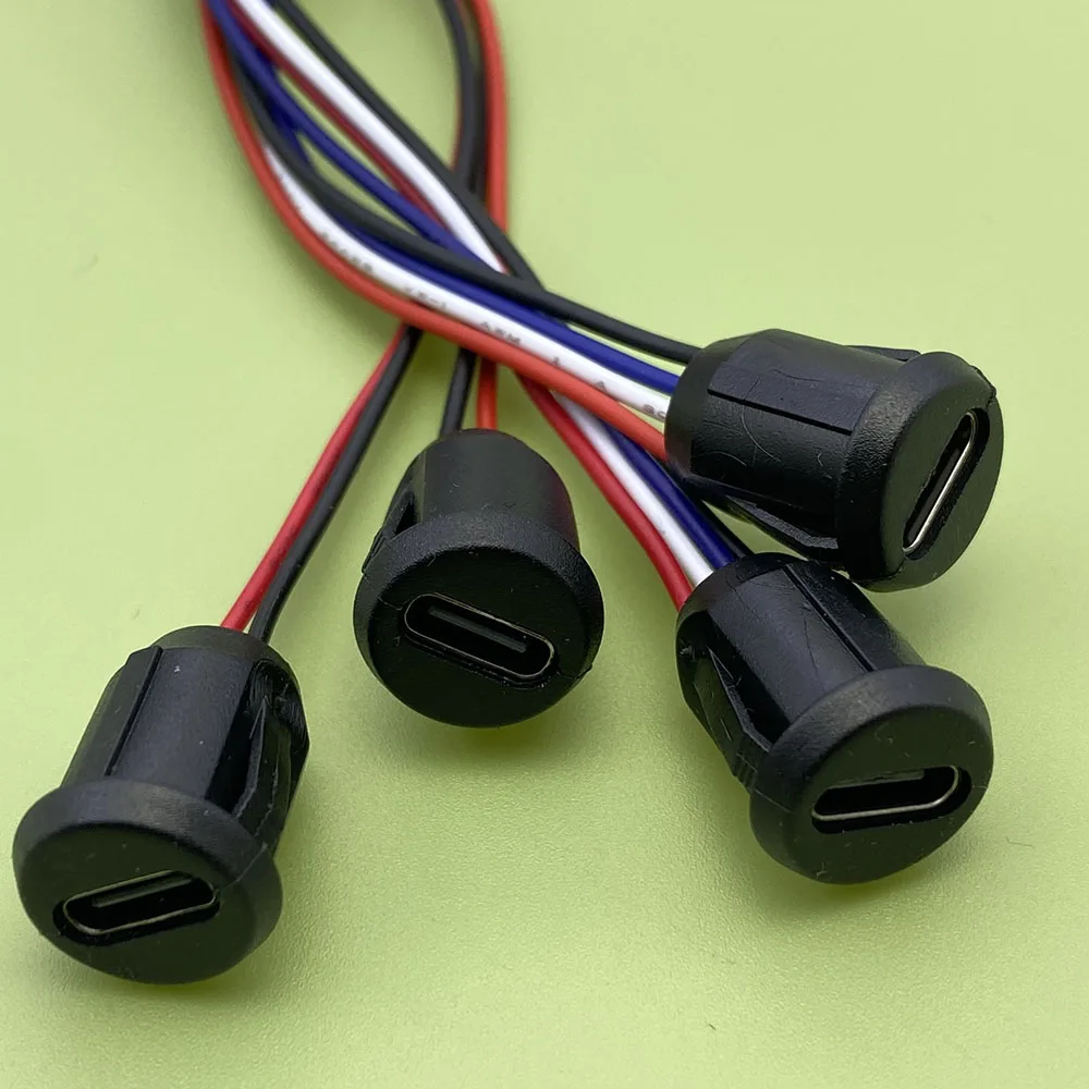 Press Type 2P 4Pin USB Connector Type-C Waterproof with PH 2.0 Female Socket High Current Fast Charging jack port With data pin