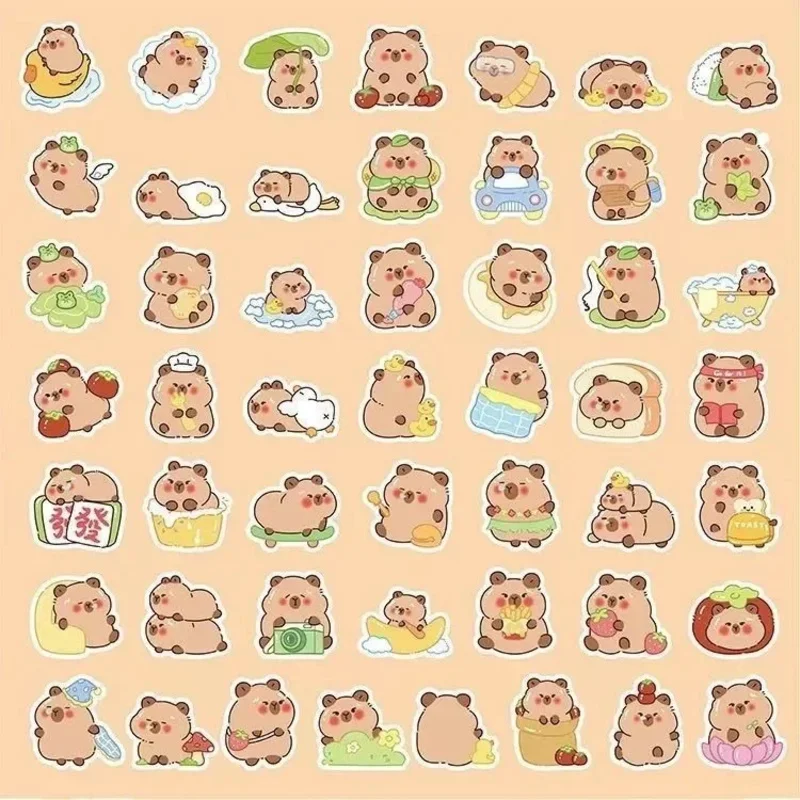 30/50Pcs Sheets Cute Chibi Capybara Stickers - Kawaii Capybara Expression Pack for Scrapbooking, Journal Decor