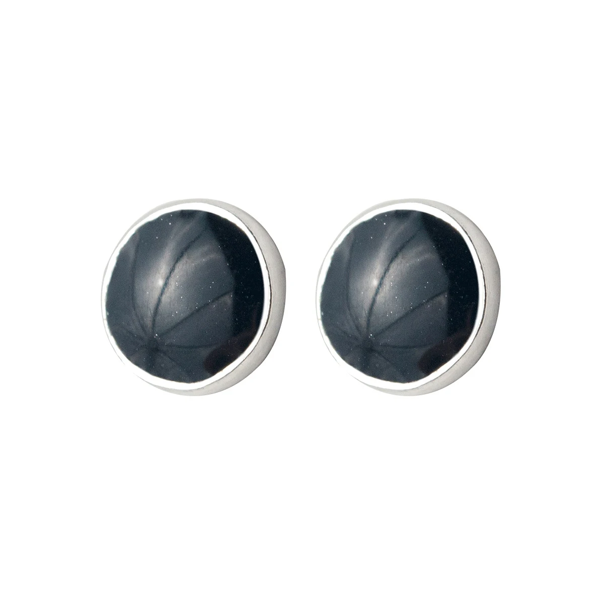 Modian Genuine 925 Sterling Silver Round Black Enamel Stud Earrings for Women Girl Fashion Classic Earrings Jewelry Gift