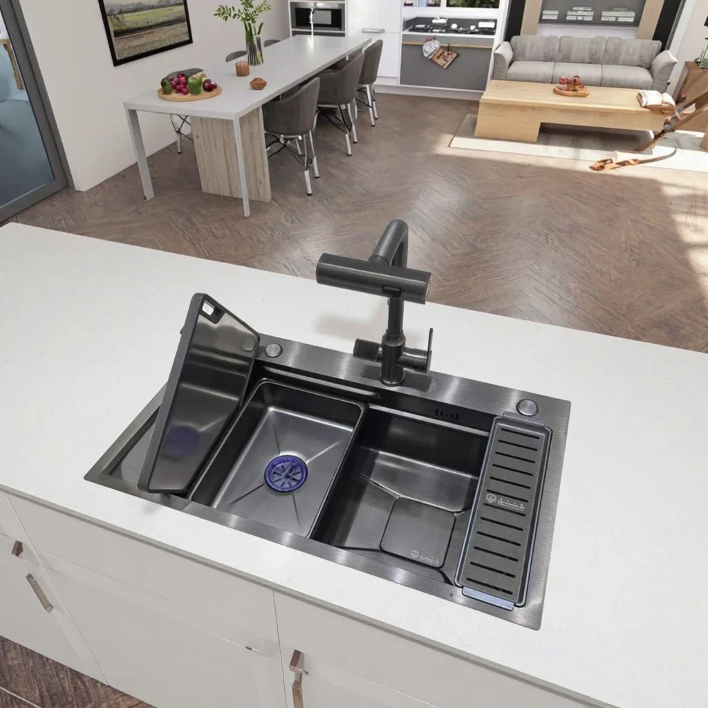 New High Quality Multifunction Modern Smart Waterfall Hand Made Stainless Steel 304 Sink Kitchen Kitchen Sinks
