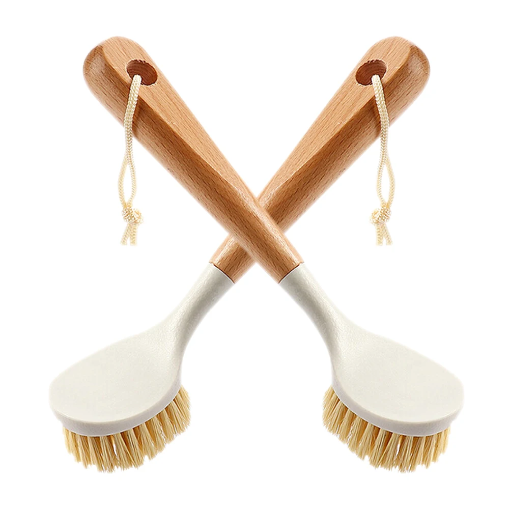 

2 Pcs Pot Cleaning Brush Beech Material Household Long Handle Brush​​​​​​​ Bowl