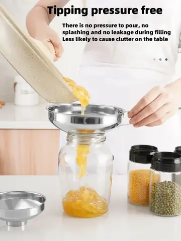 Stainless Steel Wide Mouth Funnel Canning Funnel Cup Jam Salad Dressing Hopper Filter For Jar Canned Filteroil Wine Water Spices